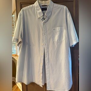 Dockers XL Checkered Light Blue Casual Button Down Short Sleeve Shirt